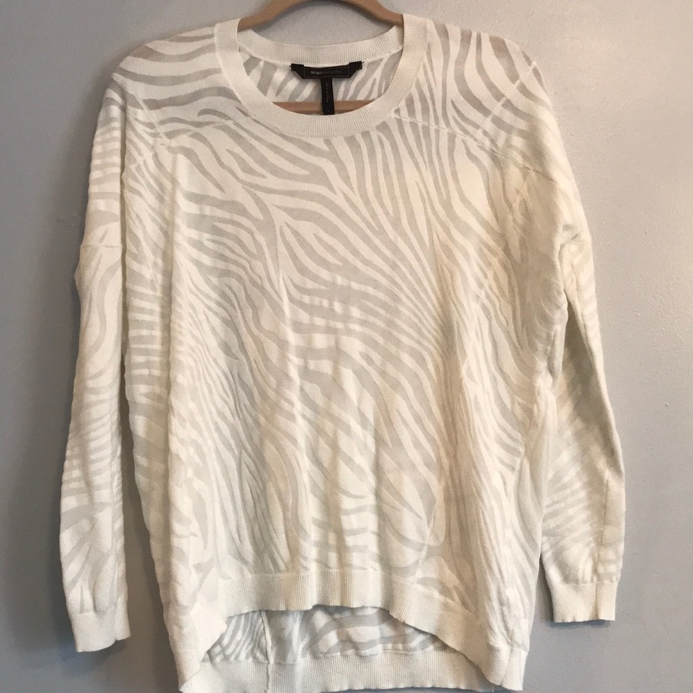 BCBGMAXAZRIA / Cream Zebra Print Sweater